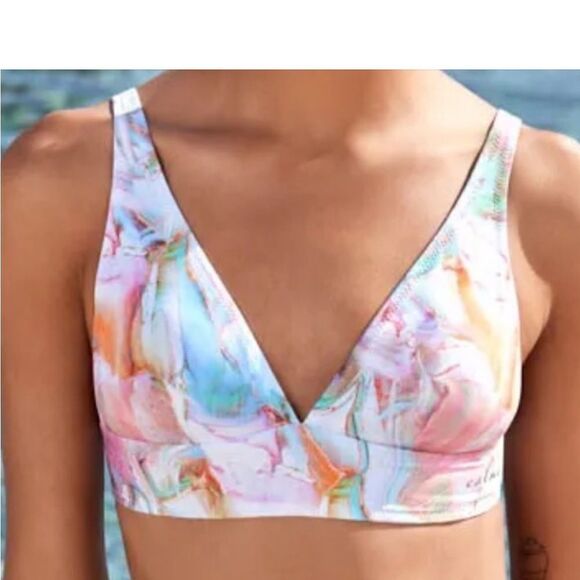NWT JOHNNY WAS CALME Marble Tie Dye print adjustable bikini top small - Picture 2 of 11